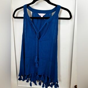 Lilly Pulitzer Royal Blue tasseled top, Large
